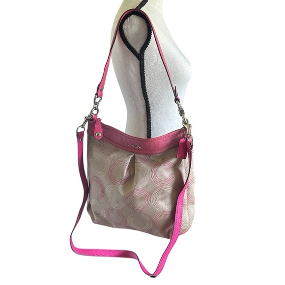 Coach Pink and Tan Ashley Shoulder / Crossbody Bag with matching Wallet. - Picture 3 of 9